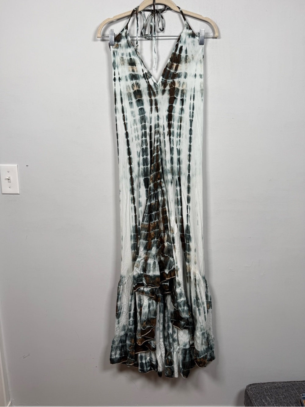 Tie-Dye Halter Maxi Dress, Low Open Back